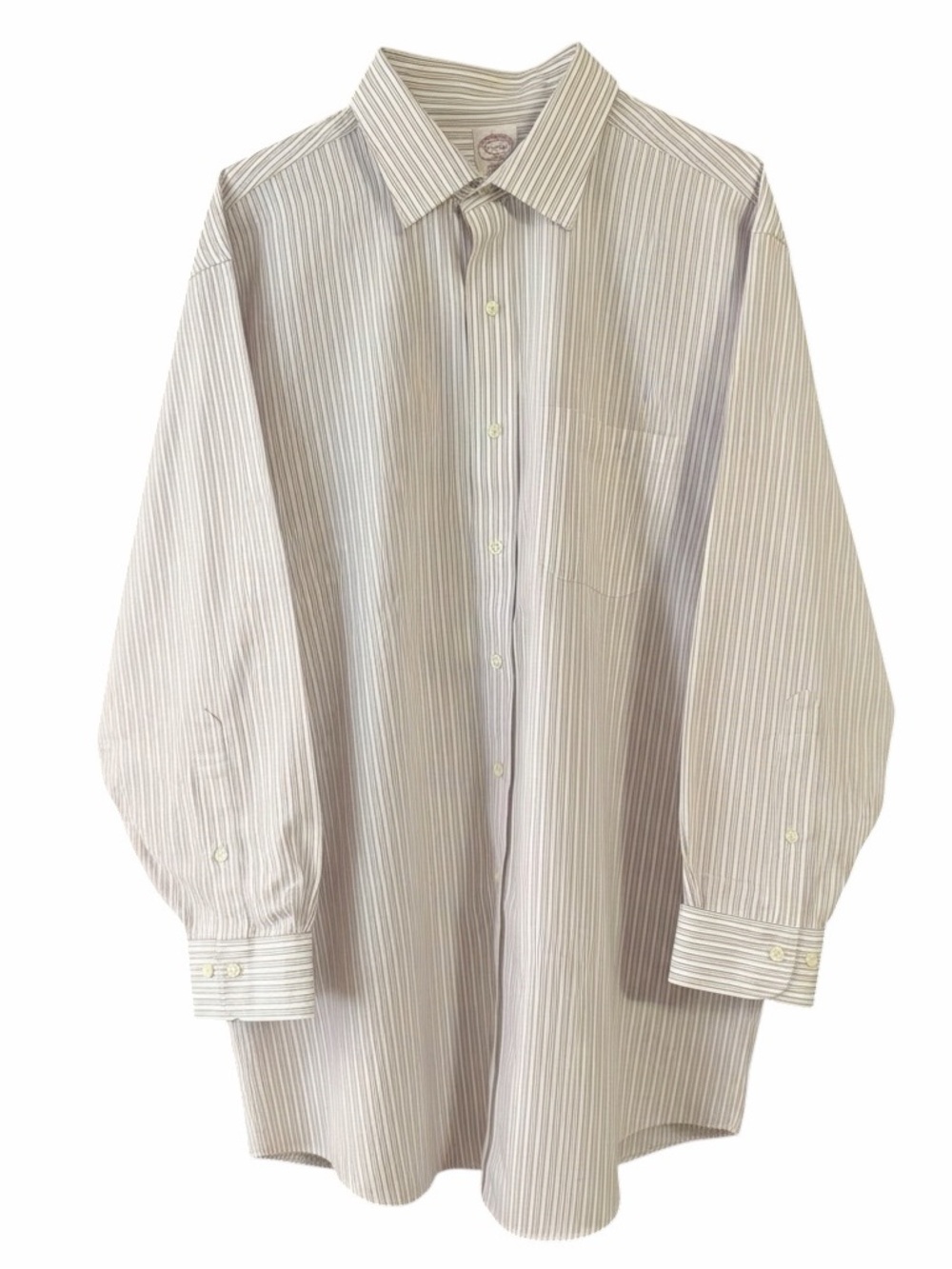 Brooks Brothers Thin Stripe Dress Shirt - Beige and White
